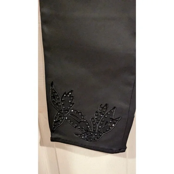 Chico's Black Embellished‎ Straight Leg Ankle Pants Size S whimsigoth rock - Picture 6 of 7
